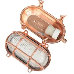 Hot Lido Außenwandleuchte Messing Riffelglas IP64 Kupfer E27