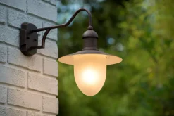 Hot Außenwandleuchte Metall Glas Rostbraun IP44 H:36 cm