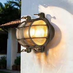 Lido Außenwandleuchte Nickel Echt-Messing IP64 Maritim* Außenwandleuchten|Rustikale Lampen