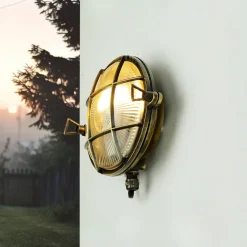 Lido Außenwandleuchte Rund Messing Maritim IP64 Haus* Außenwandleuchten|Rustikale Lampen