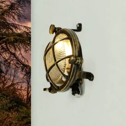 Hot Lido Außenwandleuchte Rund Messing Haus Terrasse Maritim