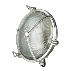 Lido Außenwandleuchte Rund Nickel Echt-Messing Maritim* Außenwandleuchten|Rustikale Lampen