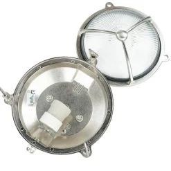 Lido Außenwandleuchte Rund Nickel Echt-Messing Maritim* Außenwandleuchten|Rustikale Lampen