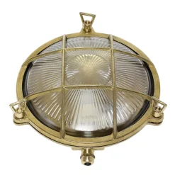 New Lido Außenwandleuchte Rund Terrasse Haus Messing Maritim