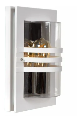 Outlet Außenwandleuchte Weiß IP44 E27 H:33 cm Terrasse Garten