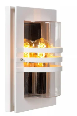 Outlet Außenwandleuchte Weiß IP44 E27 H:33 cm Terrasse Garten