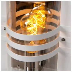 Outlet Außenwandleuchte Weiß IP44 E27 H:33 cm Terrasse Garten