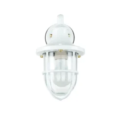 Lido Außenwandleuchte Weiß IP64 Glas Echt-Messing E27* Außenleuchten Antik|Außenleuchten Messing