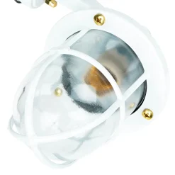 Lido Außenwandleuchte Weiß IP64 Glas Echt-Messing E27* Außenleuchten Antik|Außenleuchten Messing