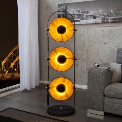 Invicta Interior Außergewöhnlich Stehlampe 130cm Schwarz Gold* Retro Lampen|Designerlampen