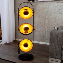 Invicta Interior Außergewöhnlich Stehlampe 130cm Schwarz Gold* Retro Lampen|Designerlampen