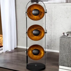 Invicta Interior Außergewöhnlich Stehlampe 130cm Schwarz Gold* Retro Lampen|Designerlampen