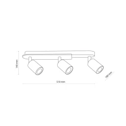 TK Lighting Aufbaustrahler 3-flammig GU10 51 cm Metall Holz Modern