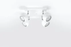 Sollux Aufbaustrahler Weiß Stahl 4-flammig Retro FAVONIA* Wohnzimmerlampen|Retro Lampen