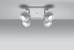 Sollux Aufbaustrahler Weiß Stahl 4-flammig Retro FAVONIA* Wohnzimmerlampen|Retro Lampen