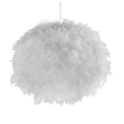 Searchlight Auffällige Pendelleuchte Federn 50 cm rund E27 in Weiß* Wohnzimmerlampen|Metall Lampen