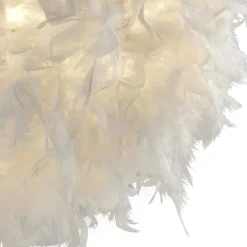 Searchlight Auffällige Pendelleuchte Federn 50 cm rund E27 in Weiß* Wohnzimmerlampen|Metall Lampen