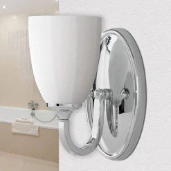 Elstead Badezimmer Lampe LED IP44 in Chrom Weiß Jugendstil* Wandleuchten|Designerlampen