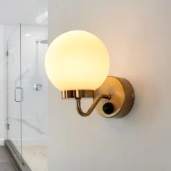 Easylight Badezimmerlampe IP44 mit Schalter in Messing Weiß* Kugellampen|Jugendstil Lampen