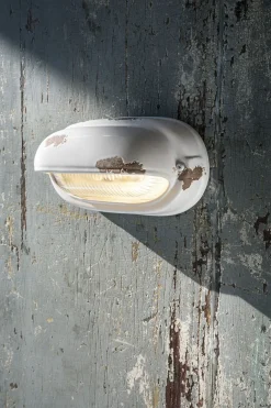 Ferroluce Badezimmerlampe Keramik Glas B: 24 cm Weiß Shabby Antik* Wohnzimmerlampen|Glaslampen