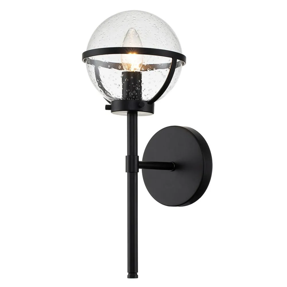 Sale Elstead Badezimmerlampe Metall Glas IP44 40,3 cm hoch Schwarz