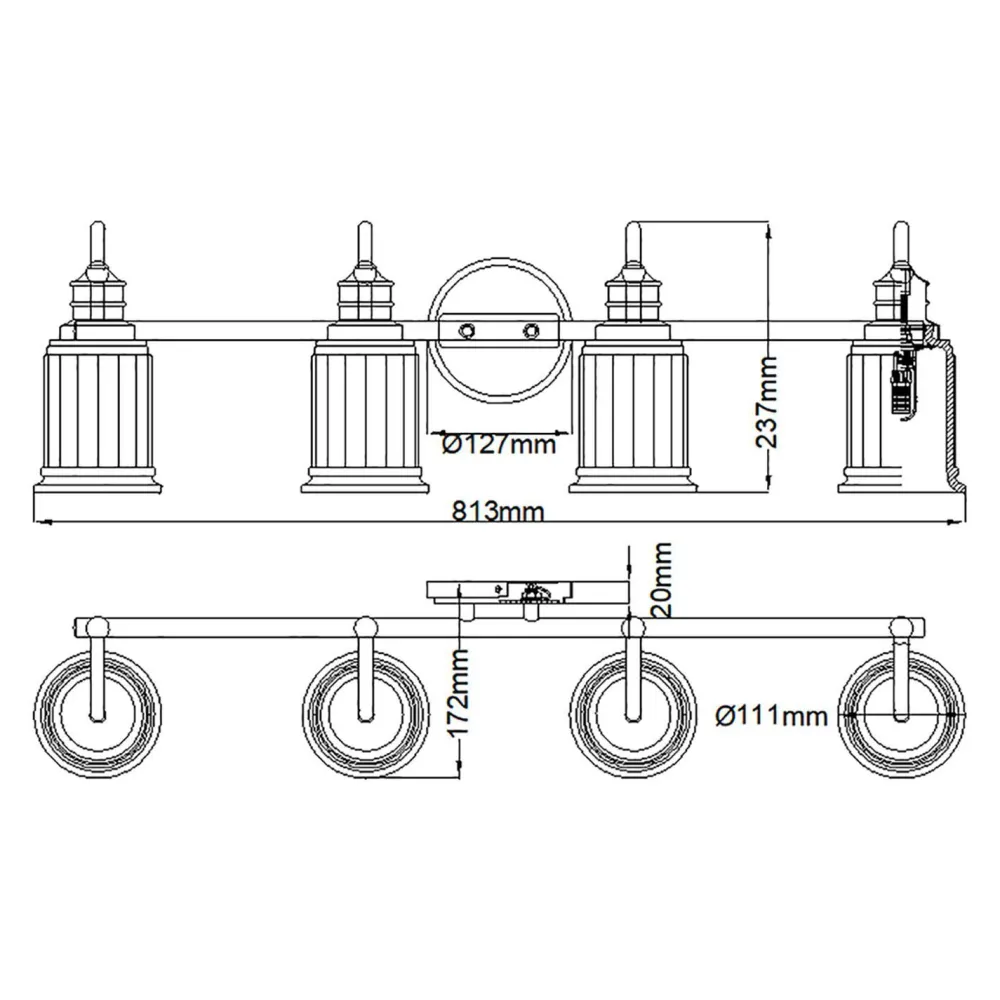 Elstead Badezimmerlampe Wand Chrom Weiß B: 81,3 cm IP44 G9 LED* Wandleuchten|Badezimmer Lampe