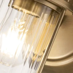 Elstead Badezimmerlampe Wand IP44 H: 21,8 cm Metall Glas E27* Wandleuchten|Badezimmer Lampe