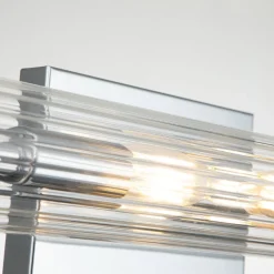 Elstead Badezimmerlampe Wand Metall Glas B: 69,1 cm IP44 Chrom* Wandleuchten|Badezimmer Lampe