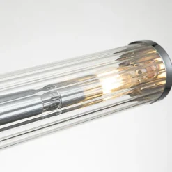 Elstead Badezimmerlampe Wand Metall Glas B: 69,1 cm IP44 Chrom* Wandleuchten|Badezimmer Lampe