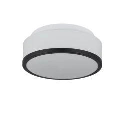 Searchlight Badezimmerleuchte Decke Ø 23 cm rund Glas Weiß Schwarz IP44* Deckenleuchten|Flurlampen