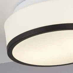 Searchlight Badezimmerleuchte Decke Ø 23 cm rund Glas Weiß Schwarz IP44* Deckenleuchten|Flurlampen