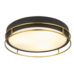 Clearance Searchlight Badezimmerleuchte Decke IP44 Ø 40 cm rund Schwarz Messing