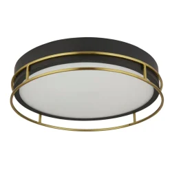 Clearance Searchlight Badezimmerleuchte Decke IP44 Ø 40 cm rund Schwarz Messing