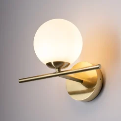 Nowodvorski Badezimmerleuchte Kugelschirm G9 IP44 in Messing Weiß* Wandleuchten|Badezimmer Lampe