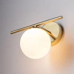 Nowodvorski Badezimmerleuchte Kugelschirm G9 IP44 in Messing Weiß* Wandleuchten|Badezimmer Lampe