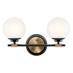 Elstead Badezimmerleuchte LED G9 Glas Metall IP44 B:37,3 cm Kugel* Wandleuchten|Metall Lampen