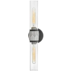 Online Elstead Badezimmerleuchte Metall Glas B: 56,5 cm IP44 E27 2-flammig