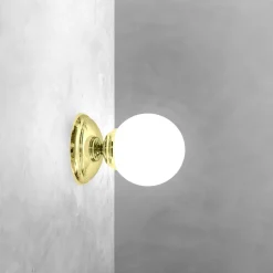 Giovanni Battista Badezimmerleuchte Wand Ø 12 cm Kugelschirm Glas Messing E14* Wandleuchten|Badezimmer Lampe