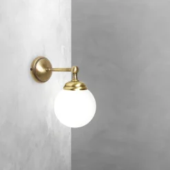 Best Giovanni Battista Badezimmerleuchte Wand B: 12 cm Kugelschirm Glas Messing E14