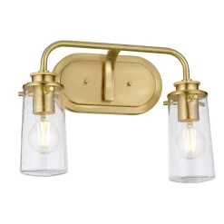 Elstead Badezimmerleuchte Wand B: 37,4 cm IP44 Metall Glas in Messing* Flurlampen|Küchenlampen