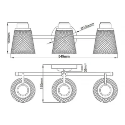 Elstead Badezimmerleuchte Wand IP44 54,5 cm breit mit 3x G9 LED* Flurlampen|Metall Lampen