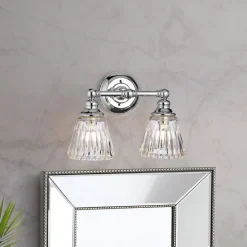 Elstead Badezimmerleuchte Wand LED G9 IP44 B: 35,2 cm Metall Glas