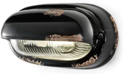 Ferroluce Badlampe Glas Keramik E27 B: 24 cm Schwarz Shabby Antik* Wohnzimmerlampen|Glaslampen