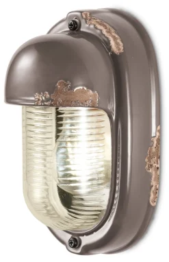Ferroluce Badlampe Keramik Glas 24 cm hoch Taupe Shabby Antik E27* Wohnzimmerlampen|Glaslampen