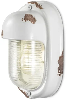 Ferroluce Badlampe Keramik Glas H: 24 cm Weiß Shabby Antik E27* Wohnzimmerlampen|Glaslampen