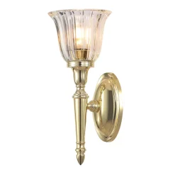 Elstead Badlampe LED aus Messing Riffelglas IP44 rostfrei* Wandleuchten|Flurlampen