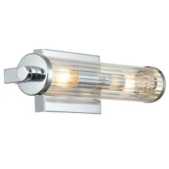 Online Elstead Badlampe Wand Glas Metall E14 IP44 B: 40,7 cm Chrom poliert