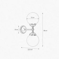 Giovanni Battista Badlampe Wand H: 36 cm 2-flammig E14 Glas Messing* Wandleuchten|Badezimmer Lampe