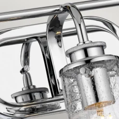 Hot Elstead Badlampe Wand IP44 60,3 cm breit 3-flammig Chrom Glasschirm