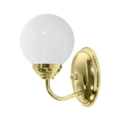 Giovanni Battista Badlampe Wand Messing Glas Kugelschirm E14 H: 20,5 cm* Wandleuchten|Badezimmer Lampe